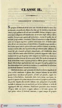 Classe II. Collezione litologica