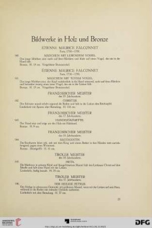 Bildwerke in Holz und Bronze (Nr. 140-149)
