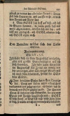 Der Betrübte tröstet sich der Liebe Gottes.