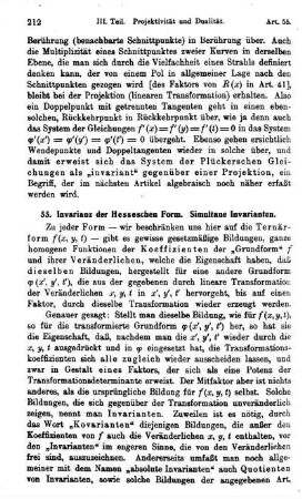55. Invarianz der Hesseschen Form. Simultane Invarianten