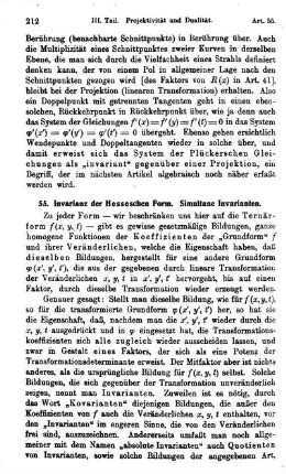 55. Invarianz der Hesseschen Form. Simultane Invarianten