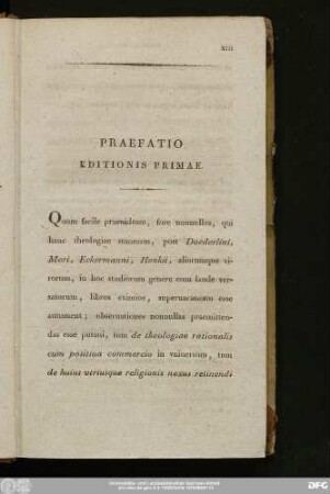 Praefatio Editionis Primae.