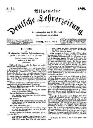 Protokolle der 17. allgemeinen deutschen Lehrerversammlung