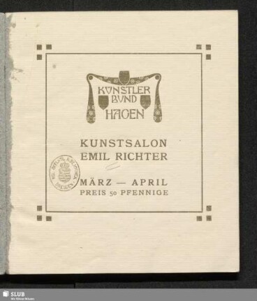 Katalog der Ausstellung der Wiener Künstlerbundes Hagen : Kunstsalon Emil Richter März - April