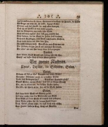 Der zweyte Auftritt. Cyrus, Taxilus, die Soldaten, Solon.