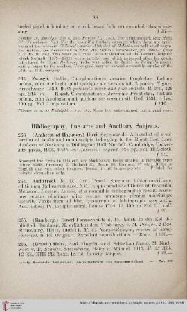 Bibliography, fine arts and Ancillary Subjects (No. 263 - 295)