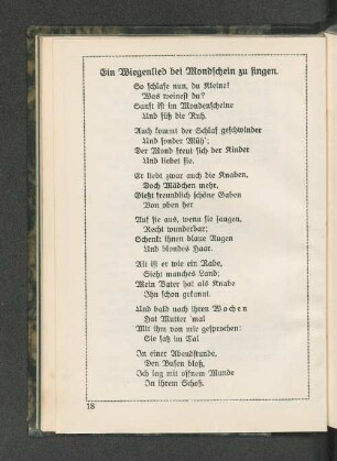 Ein Wiegenlied bei Mondschein zu singen.