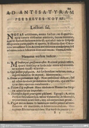 Ad Antisatyram Perbreves Notae