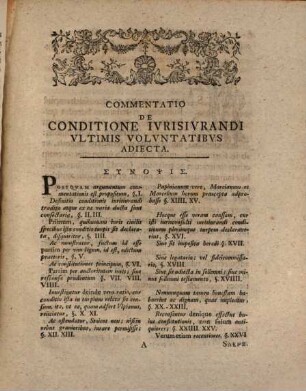 Carol. Frider. Walchii Ivr. Doct. ... De Conditione Ivrisivrandi Vltimis Volvntatibvs Adiecta Libellvs Singvlaris