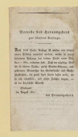 Vorrede des Herausgebers zur fünften Auflage