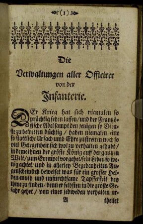 Die Verwaltungen aller Officirer von der Infanterie.
