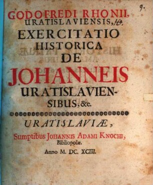 Exercitatio historica de Johaneis Vratislaviensibus