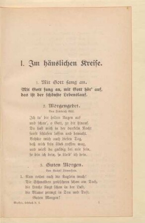 I. Im häuslichen Kreise