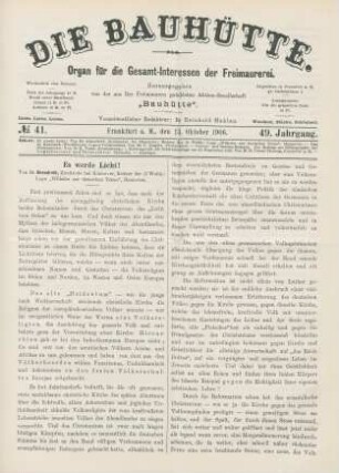 No. 41. Frankfurt a. M., den 13. Oktober 1906. 49. Jahrgang.