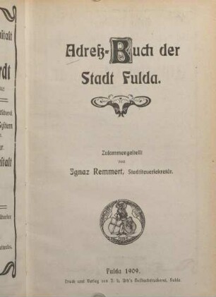 1909: Adreßbuch der Stadt Fulda