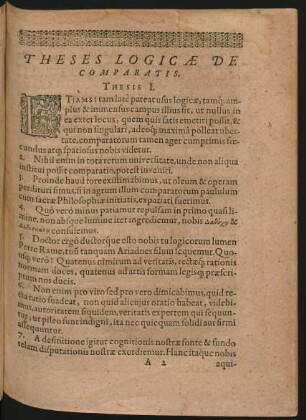Theses Logicae De Comparatis.
