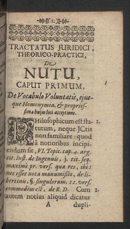 Caput primum. De Vocabulo Voluntatis