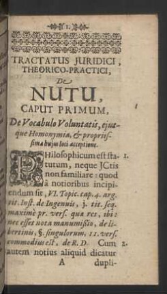 Caput primum. De Vocabulo Voluntatis