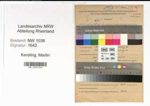 Entnazifizierung Martin Kersting , geb. 14.07.1903 (Angestellter)