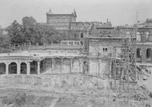 Dresden. Zwinger. Bogengalerie I. Zwingerhofseite. Wiederaufbau Bauzustand Anfang August 1947