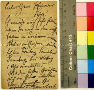 Postkarte von F. Domscheit an Herbert Lipp
