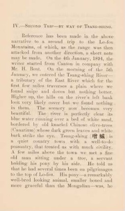 IV. - Second trip - by way of Tsang-Shing