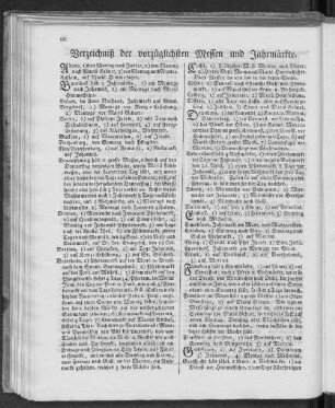 Verzeichniß der vorzüglichsten Messen und Jahrmärkte.