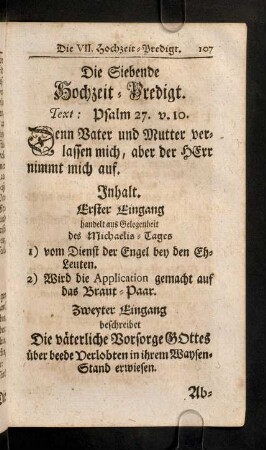 107-123, Die Siebende Hochzeit-Predigt