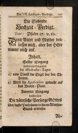 107-123, Die Siebende Hochzeit-Predigt