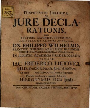 Disputatio Juridica De Jure Declarationis