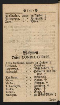 Nahmen Derer Conrectoren.