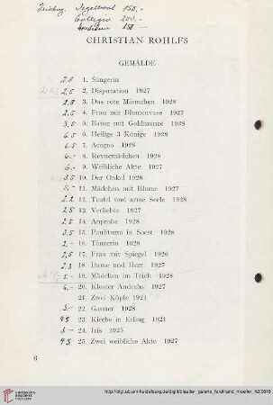 Christian Rohlfs: Gemälde (Nr. 1 - 25)