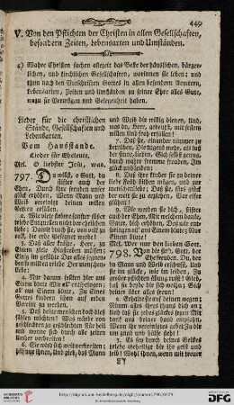 V. Von den Pflichten der Christen in allen Gesellschaften, besondern Zeiten, Lebensarten und Umständen