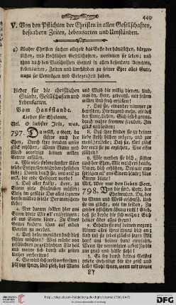 V. Von den Pflichten der Christen in allen Gesellschaften, besondern Zeiten, Lebensarten und Umständen