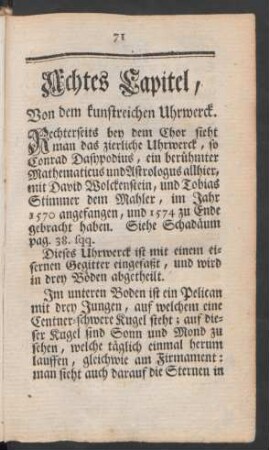 Achtes Capitel, Von dem kunstreichen Uhrwerck