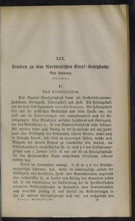 XIX. Studien zu dem Norddeutschen Straf-Gesetzbuche : (Fortsetzung)