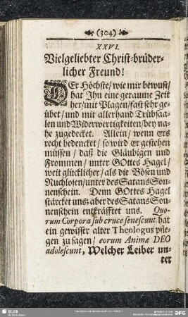 XXVI. Die Geduld in Widerwertigkeit