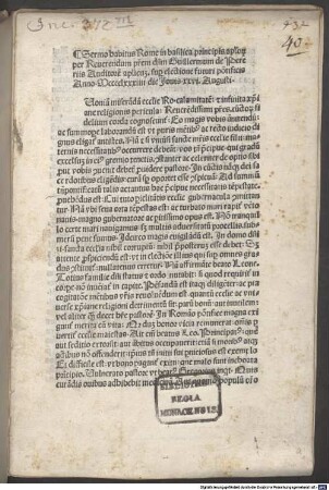 Sermo super electione futuri pontificis : Rom, 1484. 08. 26.