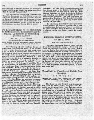 Monatsblatt für Bauwesen und Landesverschönerung : Jahrgang 1821, 1822, 1823 / Von Vorherr; [hrsg. von einer gemeinschaftlichen Deputation der Vereine für Landwirthschaft und Polytechnik in Baiern]. - München : Fleischmann. - Berlin : Trautwein. -