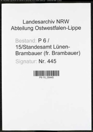 Sterberegister Standesamt Lünen-Brambauer