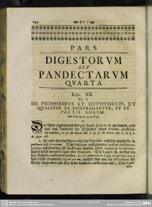 Pars Digestorum Seu Pandectarum Quarta