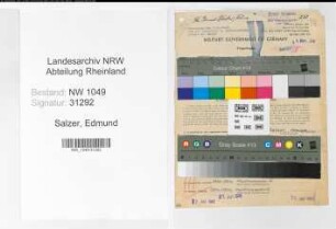 Entnazifizierung Edmund Salzer , geb. 02.10.1897 (Kaufmaennischer Angestellter)