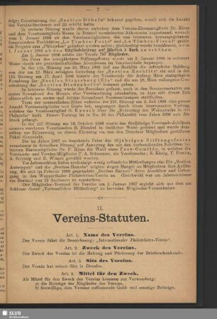 II. Vereins-Statuten