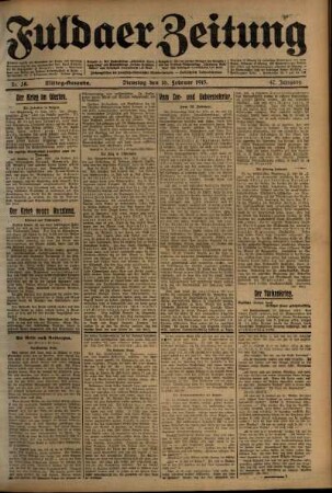 Zweite Ausgabe vom Dienstag, den 16. Februar 1915.