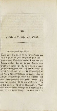 XX. Fichte´s Briefe an Kant