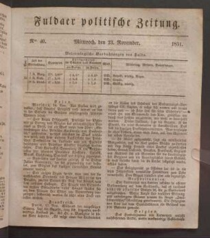 Mittwoch, den 23. November. 1831