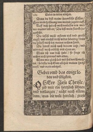 Gebet umb das ewige leben und seligkeit.