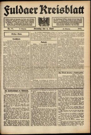 Erste Ausgabe vom Dienstag, den 04. April 1911.