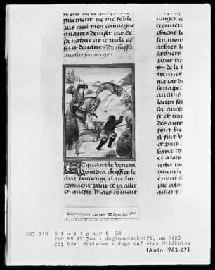 Gaston Phoebus und Kaiser Friedrich II. — ---, Folio 3recto-97verso---, Folio ---Jagd auf eine Wildkatze, Folio 84verso