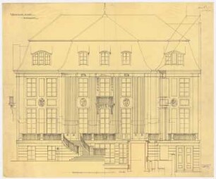 Wohnhaus Dr. Eduard Simon, Berlin: Aufriss Gartenansicht 1:20